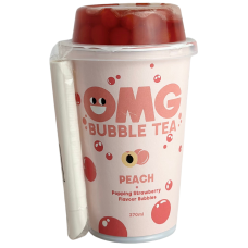 Напій з екстрактом чорного чаю з персиком та стріляючими бульбашками Bubble Tea Omg 270ml