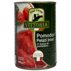 Томати цілі очищені в жб Pomodori Pelati Interi Vittoria 400g