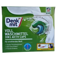 Капсули для прання для білих речей 22 шт Denk Mit 3in1 Aktiv Caps 594g
