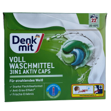 Капсули для прання для білих речей 22 шт Denk Mit 3in1 Aktiv Caps 594g