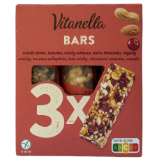 Батончик арахісовий з журавлиною, кеш'ю і насінням соняшника Bars Vitanella 3*35g