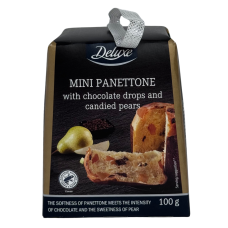 Паннетоне з шоколадними краплями і зацукрованою грушою Deluxe 100g