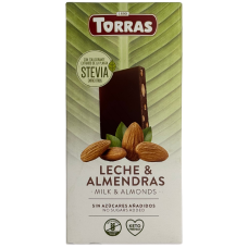 Шоколад молочний без цукру з мигдалем Milk & Almonds Stevia Torras 125 g
