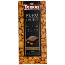 Чорний шоколад з цільним мигдалем Puro Whole Almonds Torras 200g