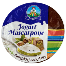 Йогурт маскарпоне зі смаком дубайського шоколаду Lowicz 130г