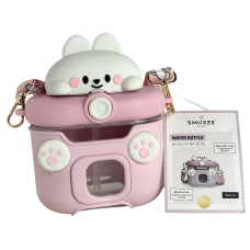 Дитяча чашка-поїльник з силіконовою трубочкою рожева Smukee 500ml