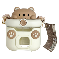 Дитяча чашка-поїльник з силіконовою трубочкою молочна Smukee 500ml