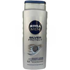 Чоловічий гель для душу та шампунь 3в1 проти неприємного запаху  Nivea Men Silver Protect 500ml