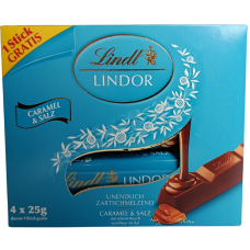 Батончики з молочного шоколаду з соленою карамеллю Lindt 4*25g