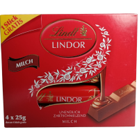 Батончики з молочного шоколаду Lindt 4*25g