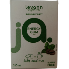 Жувальна гумка з кофеїном, без цукру Energy Gum Levann 24g