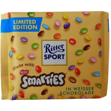 Шоколад Ritter Sport Smarties білий з кольоровими шоколадними драже 100g