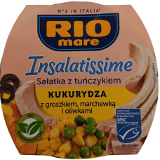 Салат з тунцем горошком, кукурудзою та олвками Rio Mare Insalatissime Mais e Tonno 160g