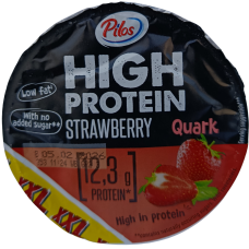 Протеїновий кварк(сир+йогурт) зі смаком полуниці без цукру High protein Pilos 500g
