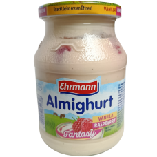 Йогурт в склі зі смаком ванілі та малини Almighurt Vanilla Himbeere Ehrmann 500g