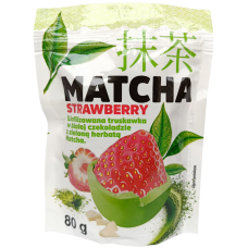 Сублімована полуниця у білому шоколаді з зеленим чаєм матча Matcha Strawberry 80g
