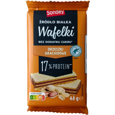 Протеїнові вафлі з арахісом без цукру Wafelki Sondey 48g