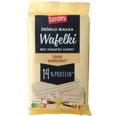 Протеїнові вафлі з ванільним смаком без цукру Wafelki Sondey 48g