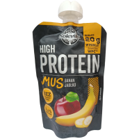 Протеїновий фруктовий мус без цукру зі смаком яблука та банана High Protein Mus Solevita 180g