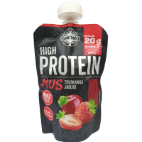 Протеїновий фруктовий мус без цукру зі смаком яблука та полуниці High Protein Mus Solevita 180g