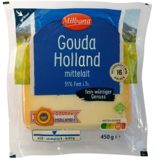 Сир твердий Гауда Gouda Holland Milbona mittelalt 450g