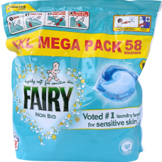 Капсули для прання дитячих речей  Fairy Non Bio 1339.8g 58шт