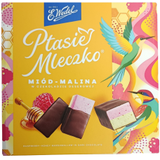 Пташине молоко з малиною та медом в темному шоколаді Ptasie Mleczko Wedel 340g