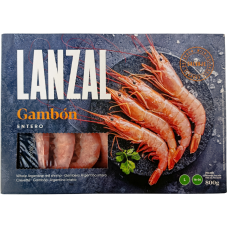 Креветки аргентинські з головою та панциром L 16-24 Lanzal 800g