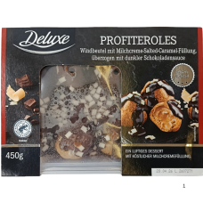 Профітролі з начинкою чорного шоколаду в соусі соленої карамелі Profiteroles Deluxe 450g