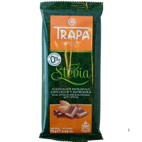 Шоколад молочний з мигдалем без цукру Trapa Stevia 75g