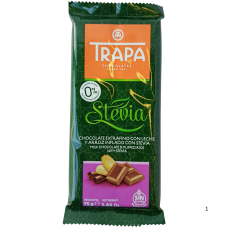 Шоколад молочний з повітряним рисом без цукру Trapa Stevia 75g