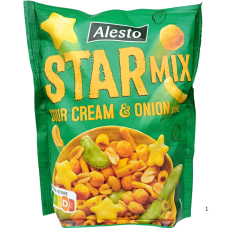 Мікс горіхів та снеків зі смаком сметани і цибулі Star Mix Sour Cream&Onion Style Alesto 200g