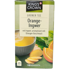 Зелений чай зі смаком імбиря та апельсину в пакетиках Orange-Ingwer King`s Crown  35g