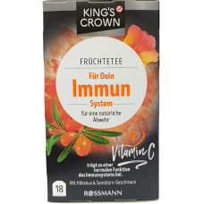 Фруктовий чай зі смакм гібіскуса та оліпихи в пакетиках Fur Dein Immun System Rossmann King`s Crown 36g