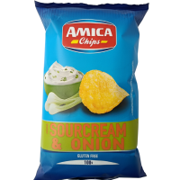 Чіпси картопляні зі смаком сметани та цибулі без глютену Sourcream&Onion Amica 100g