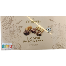 Асорті цукерок в молочному, білому та темному шоколаді J.D.GROSS 400g