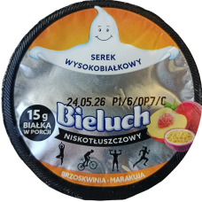 Високобілковий сирок 15% зі смаком персика та маракуйї Bieluch 150g