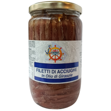Філе анчоуса в соняшниковій олії Filetti di Acciughe Mare 720g