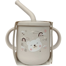 Дитячий силіконовий поїльник з трубочкою (сірий) Smukee Kids 150ml