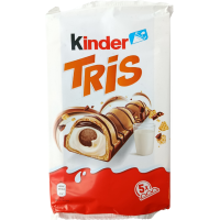 Вафельні батончики з молочною начинкою та печивом зі смаком какао Kinder Tris 100g