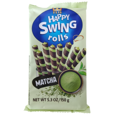 Трубочки вафельні з начинкою зі смаком зеленого чаю матча Happy Swing Rolls Flis 150g