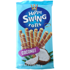 Трубочки вафельні з кокосовою начинкою Happy Swing Rolls Flis 150g