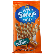 Трубочки вафельні з кремовою начинкою зі смаком соленої карамелі Happy Swing Rolls Flis 150g