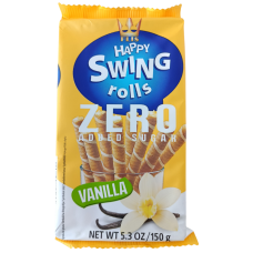 Трубочки вафельні з ванільною начинкою без цукру Happy Swing Rolls Flis 150g