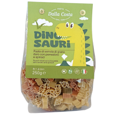 Макарони дитячі з томатом та шпинатом Dinosavri Dalla Costa 250g