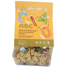 Макарони дитячі з томатом та шпинатом ABC Dalla Costa 250g