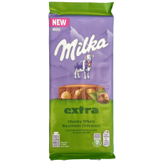 Шоколад молочний з цільним фундуком та шматочками лісового горіха Extra Milka 190g