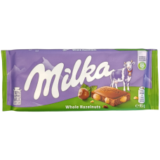 Шоколад молочний з фундуком Whole Hazelnuts Milka 95g