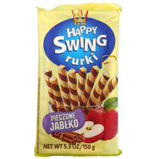 Трубочки вафельні з начинкою зі смаком печеного яблука Happy Swing Rolls Flis 150g
