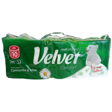 Туалетний папір 10 рулонів camoline&aloe comfort Velvet